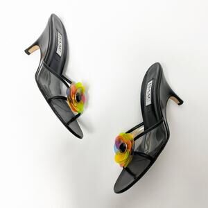 ISAAC Made in Italy Flower Black Heels SIZE 8.5